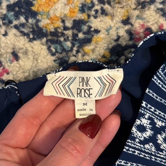 Pink Rose Women’s Blue & White Patterned Tank Top Dress Size Medium - Picture 8 of 11